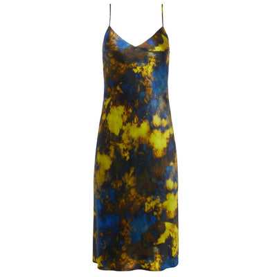 L'agence Sleek Blue Chartreuse Tie Dye Jodie Dress Size 0 NWT