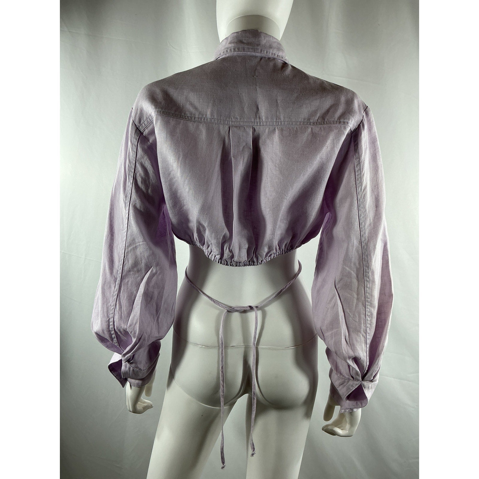 Matthew Bruch Long Sleeve Pink Linen Cropped Button Down Shirt Size 2