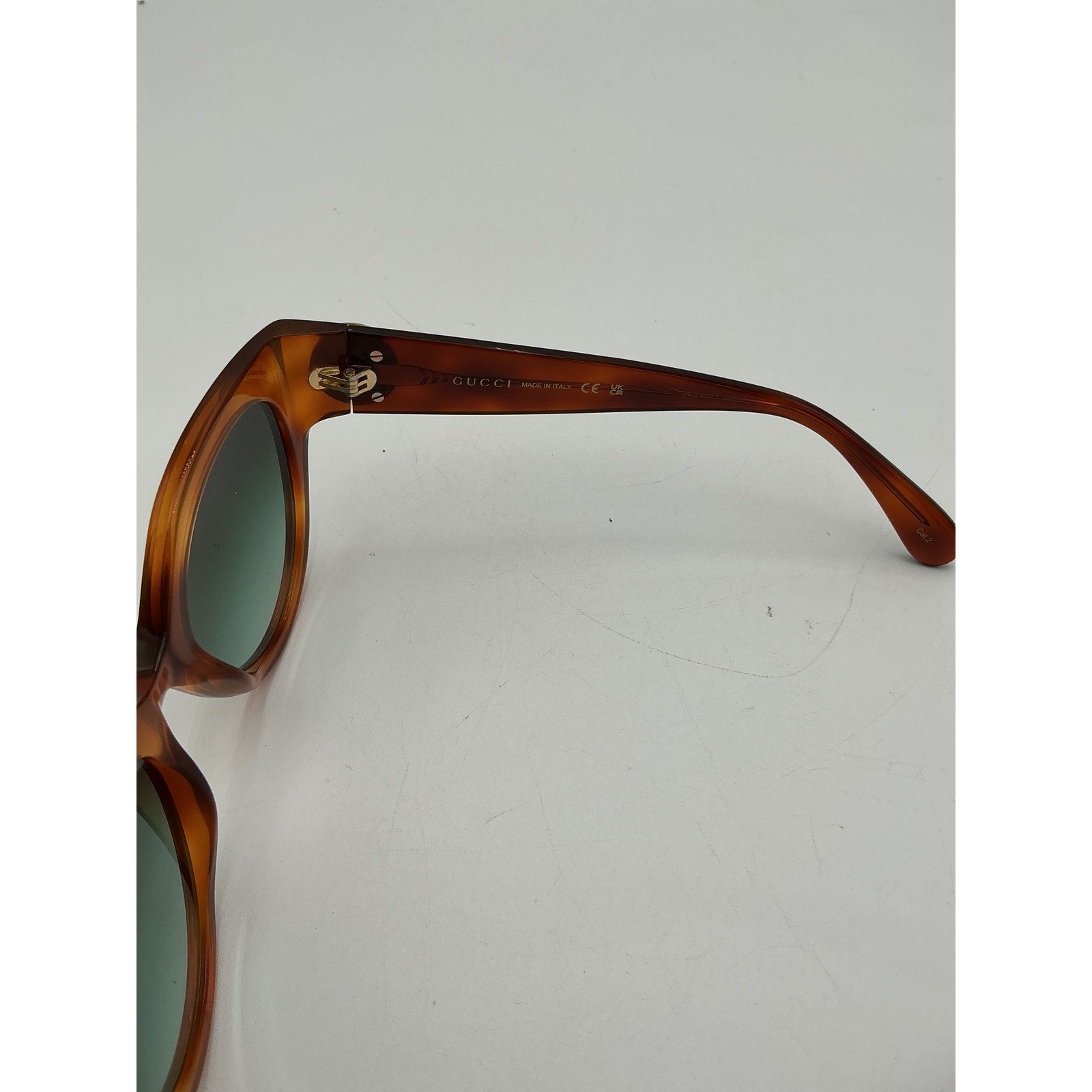 Gucci Tortoiseshell Brown Acetate Cat-Eye Sunglasses Size OS