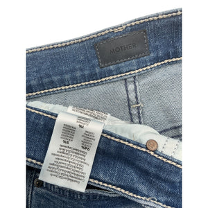 Mother Cropped Blue Insider Step Fray Denim Jeans Size 29