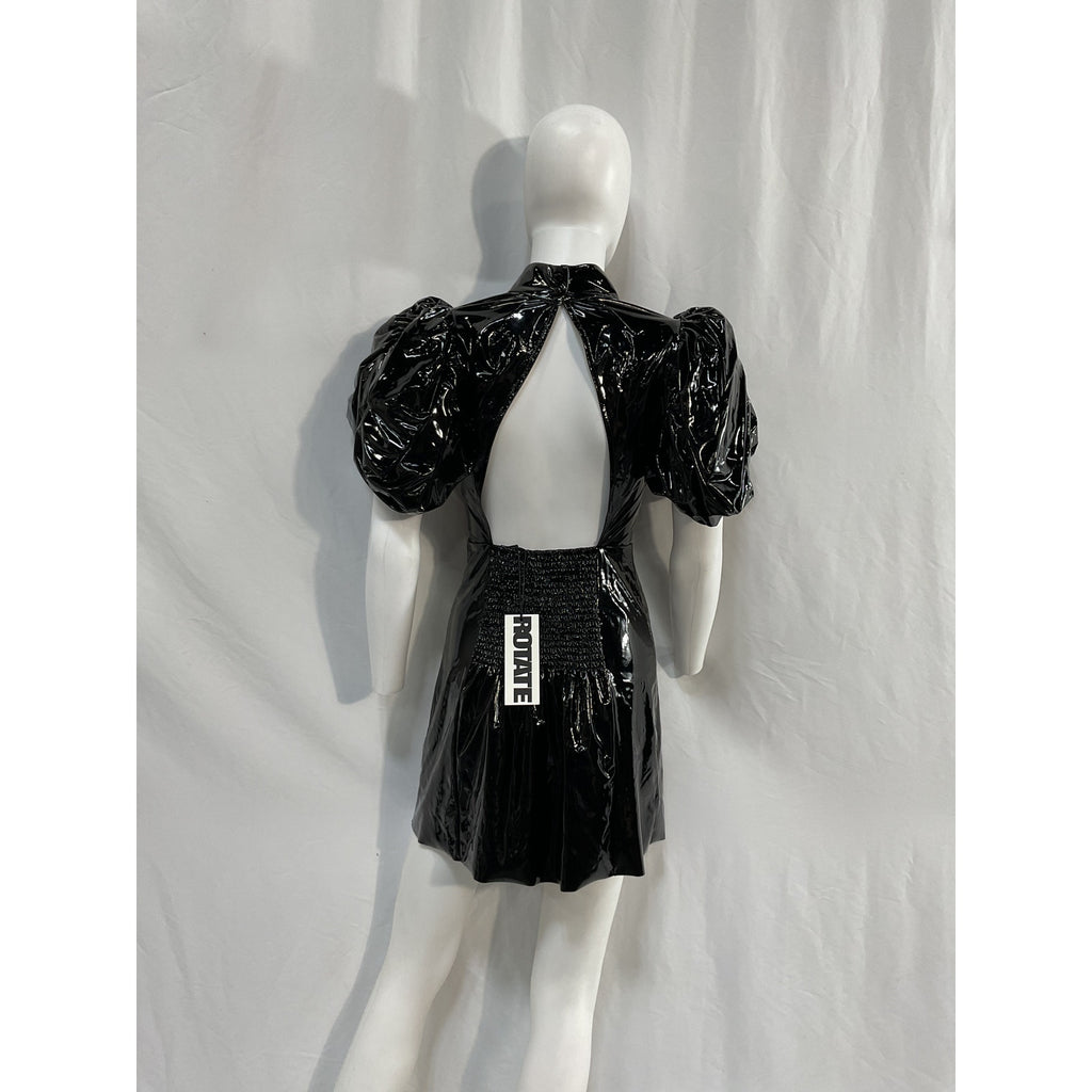 Rotate Birger Christensen Black Dusk Cutout Patent-Pu Mini Dress Size 2 - NWT