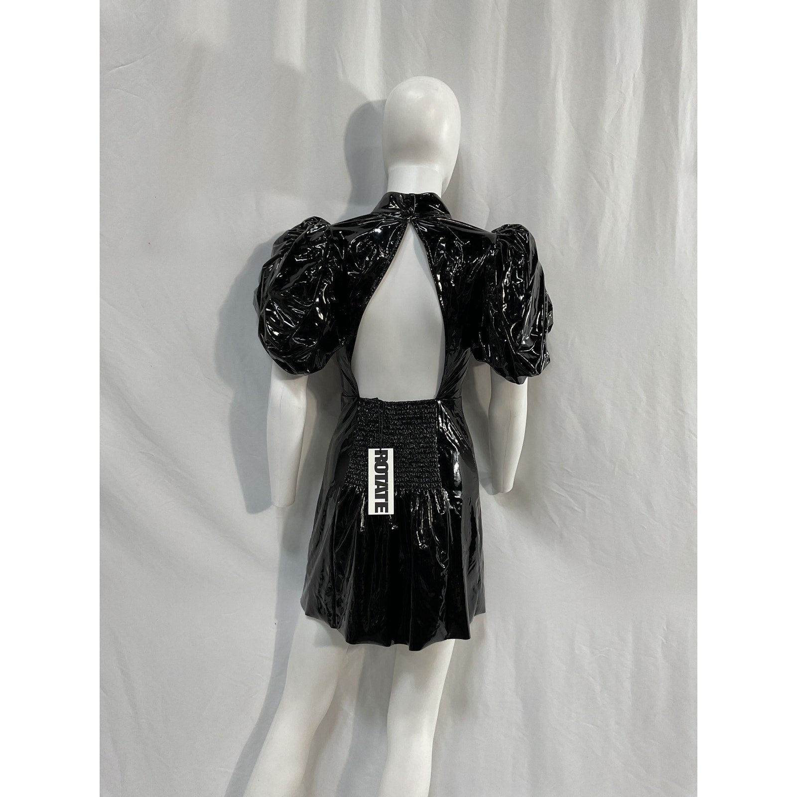 Rotate Birger Christensen Black Dusk Cutout Patent-Pu Mini Dress Size 2 - NWT