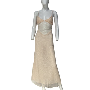 For Love & Lemons Sequin Beige Kate Maxi Dress Size M NWT