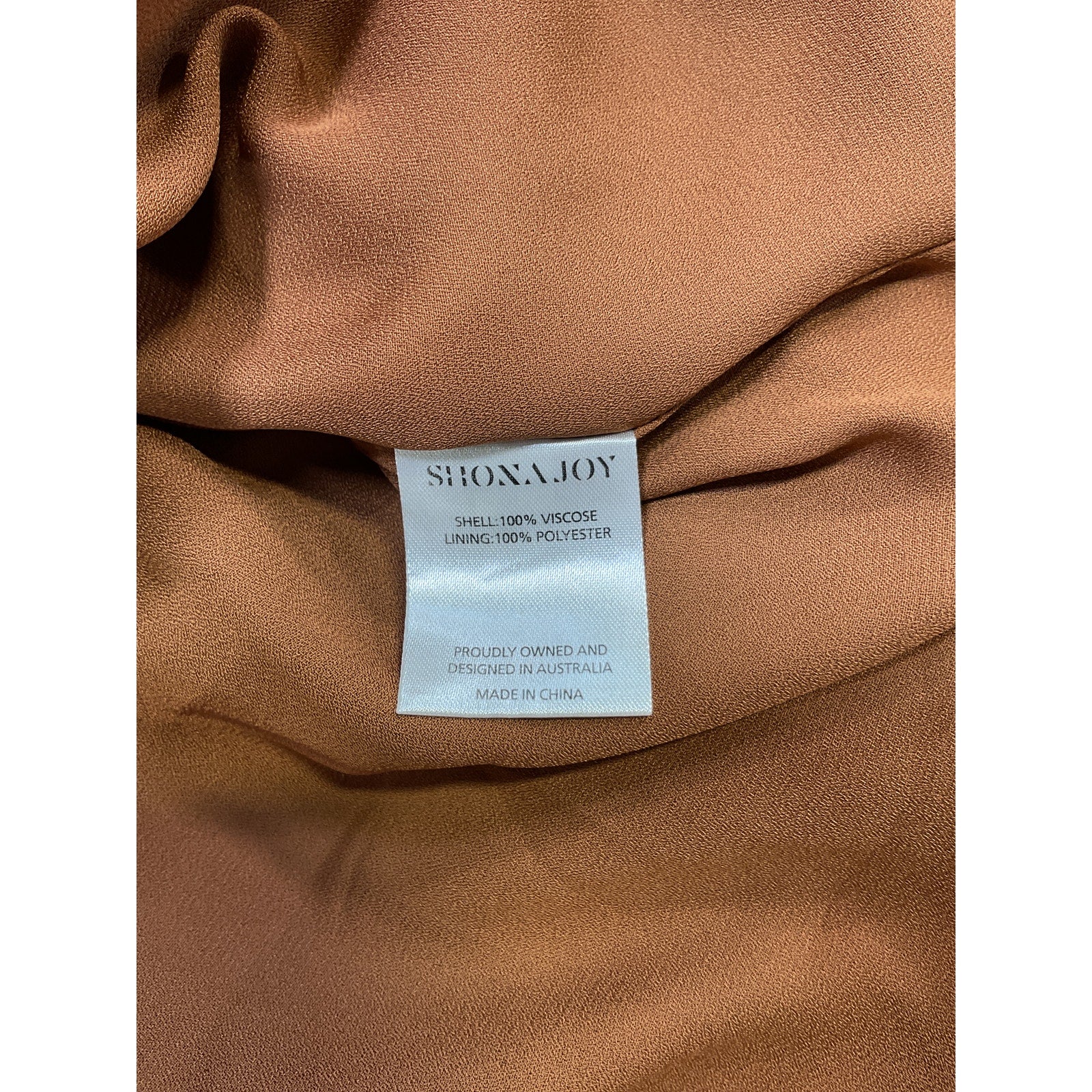 Shona Joy 'Leonie' Brown Viscose Button Up Ruched Mini Dress Size 8