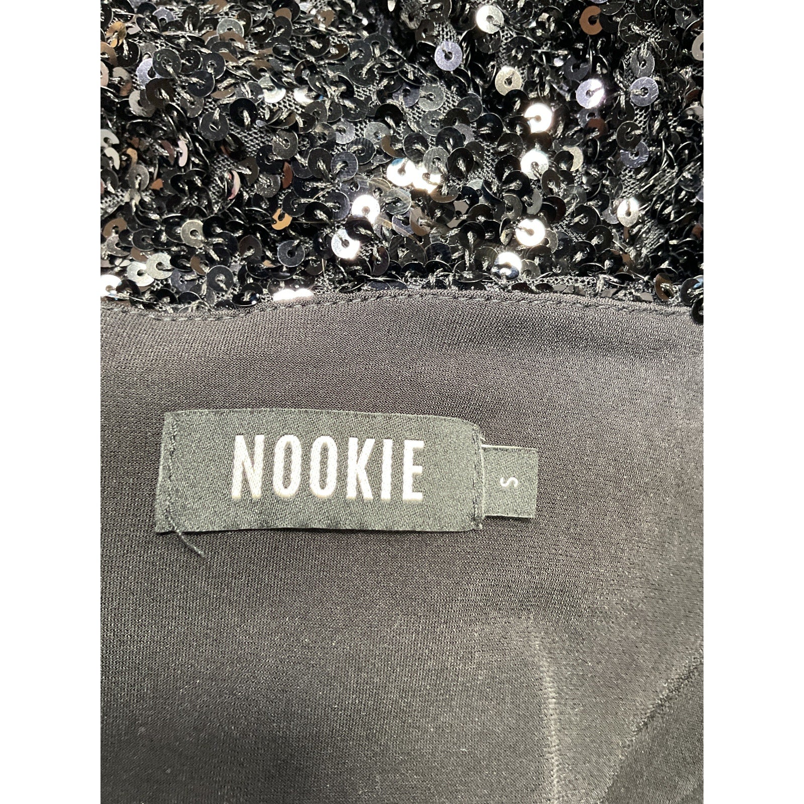 Nookie 'Smoke Show' Black Sequin Embellished Skirt Size S
