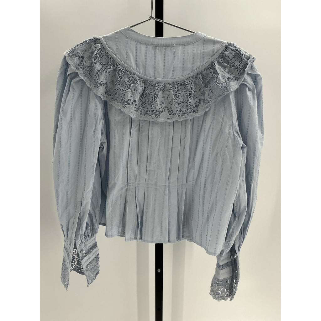 Ulla Johnson 'Esther' Blue Cotton Long Sleeve Blouse Size 10