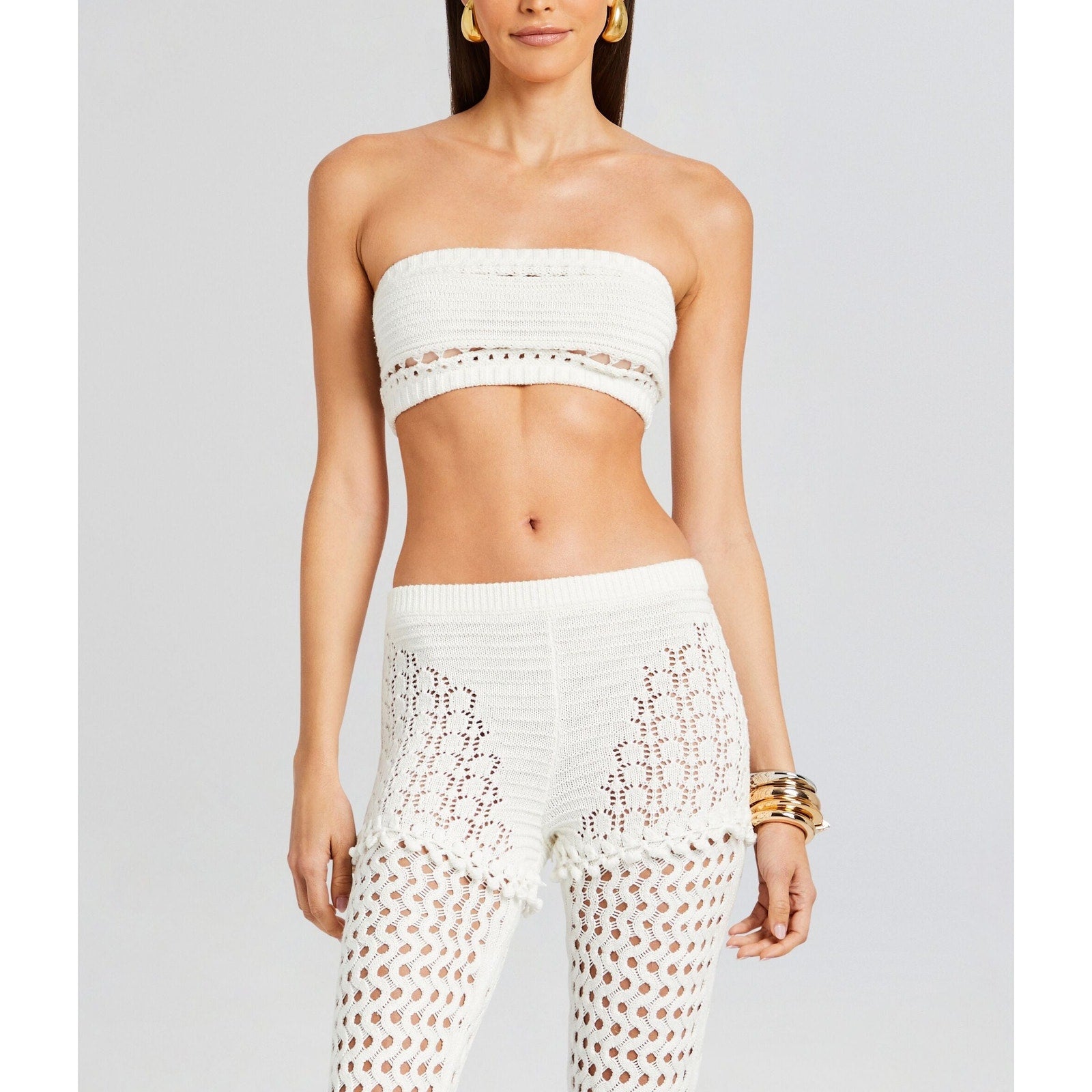 Retrofete 'Luiz' White Cotton Knit Crochet Top Size S
