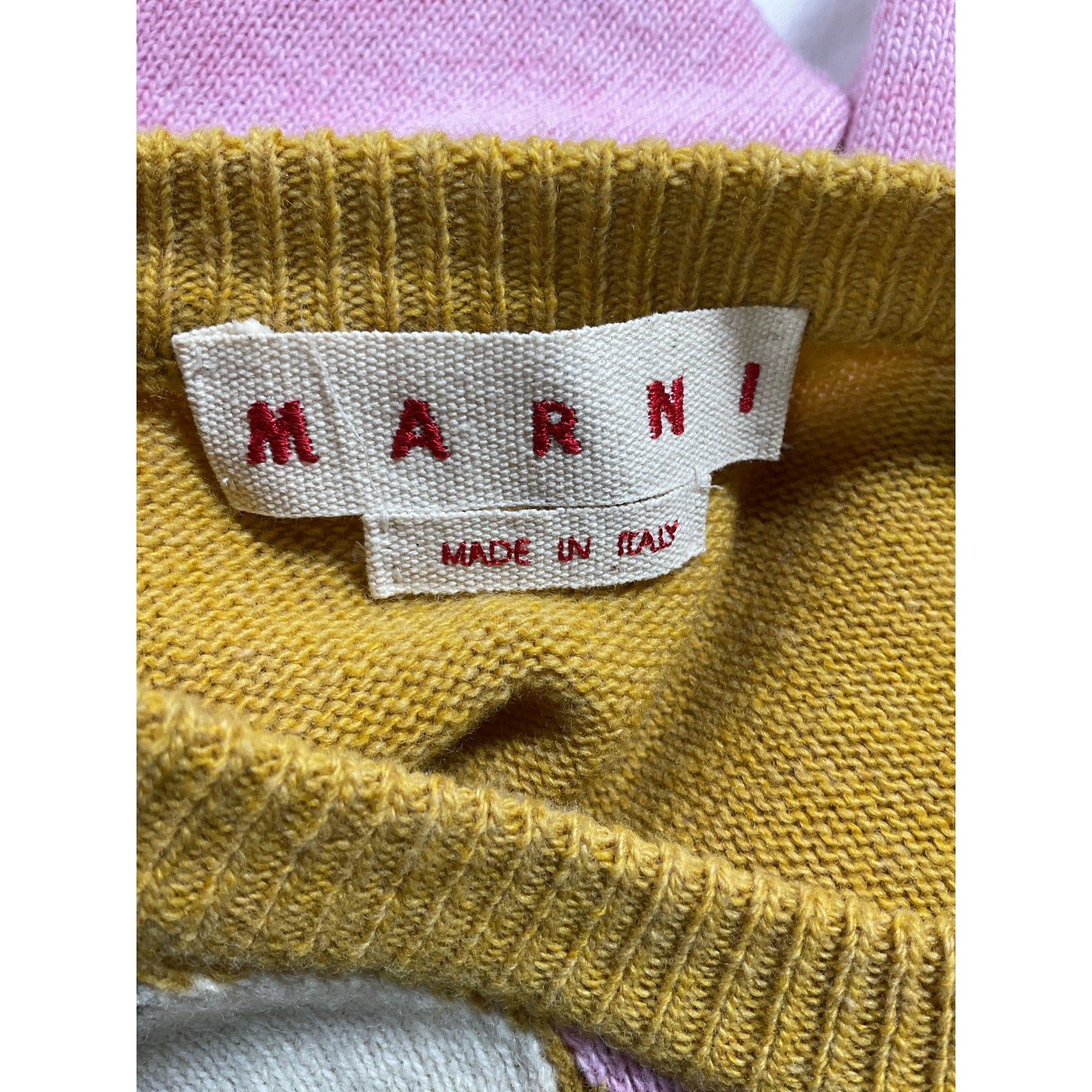 Marni 'Crew' Pink Neck Logo Sweater Size 40