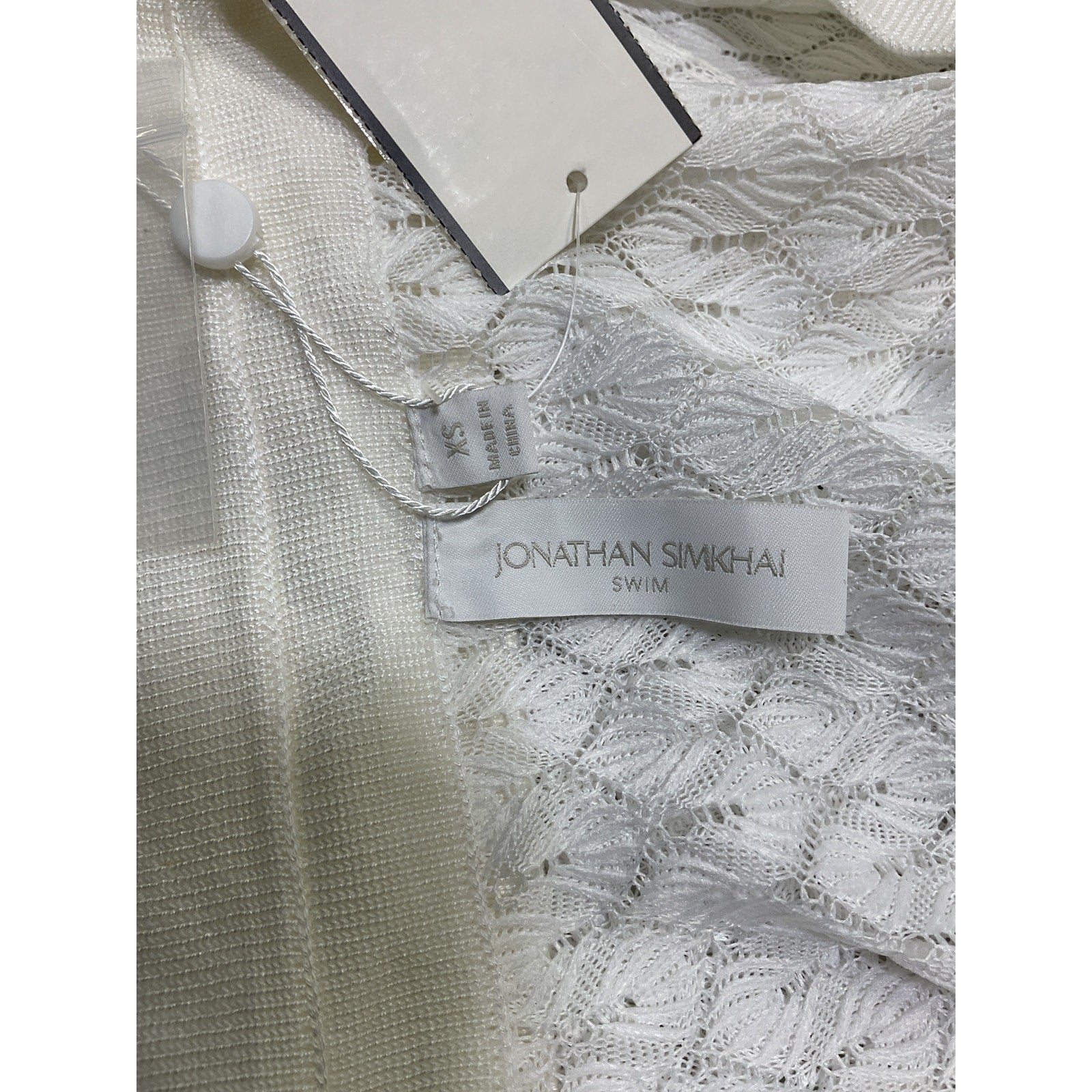 Jonathan Simkhai 'Tyler' White Polyester Crochet Lace Cover Up Collared Cardigan Size XS - NWT