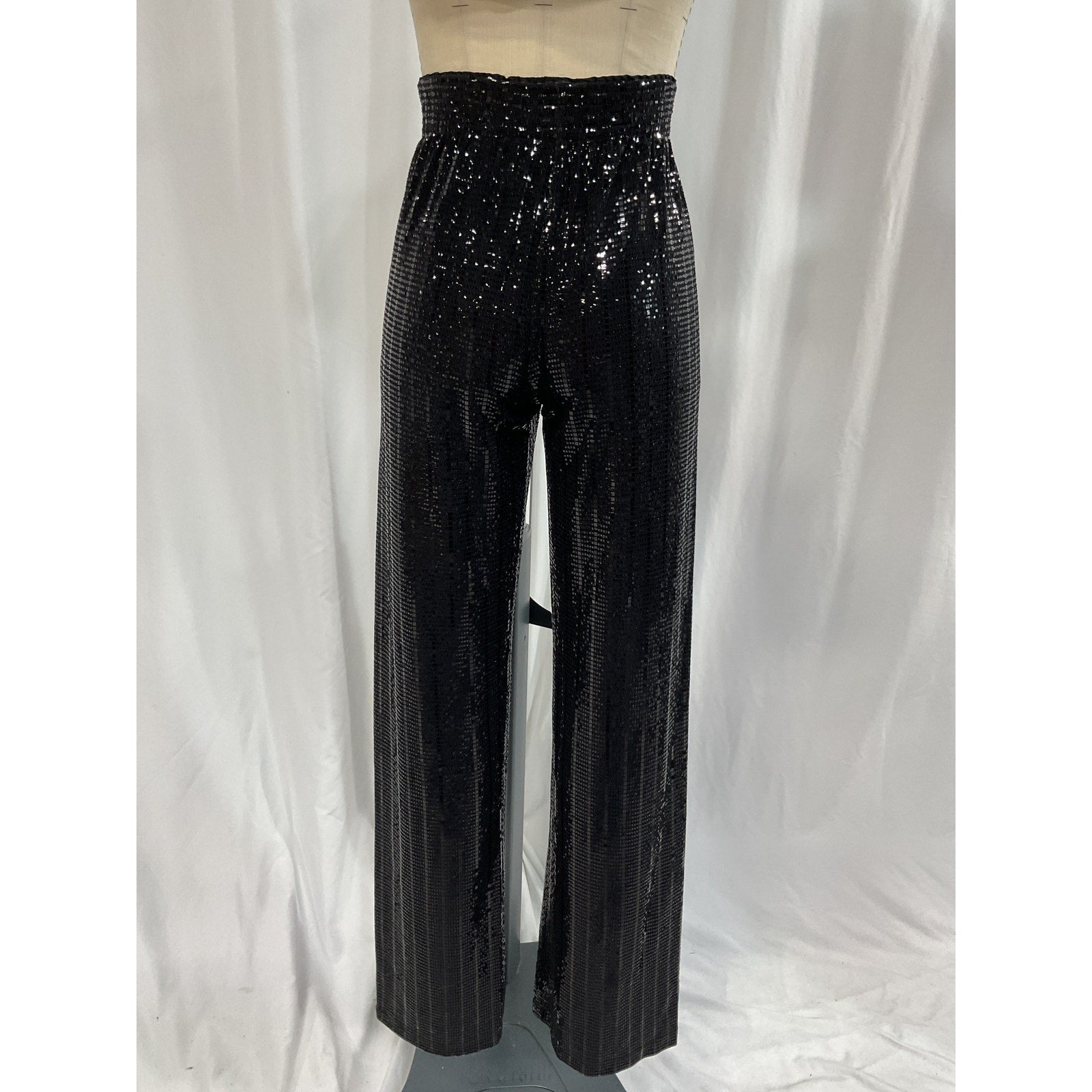 Alice + Olivia 'Elba' Black Sequin Pants Size S