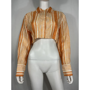 L'Academie Striped Orange Manon Shirt Size XS