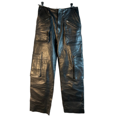 Amiri Leather Black Cargo Loose Straight Pants Size 38