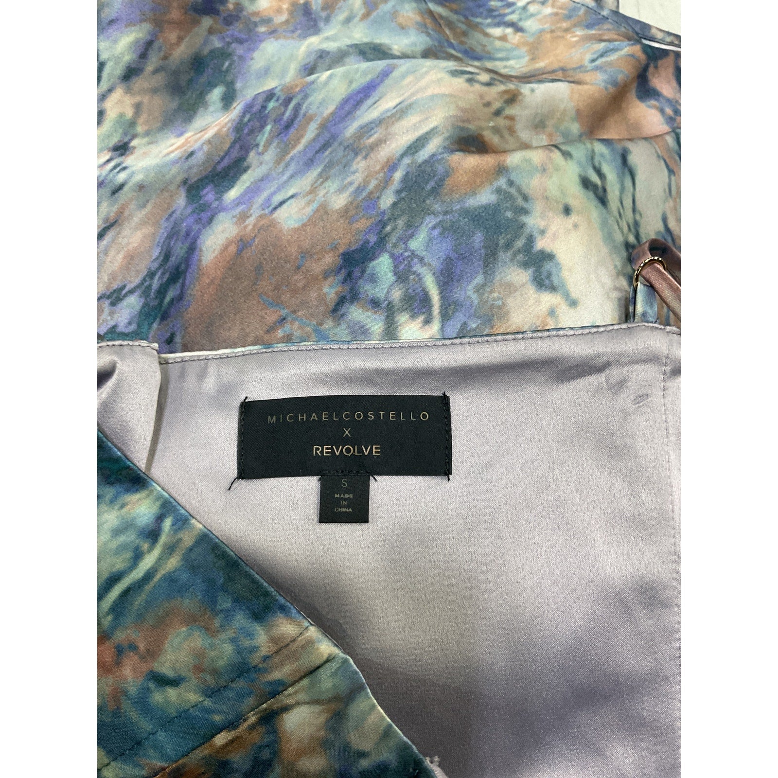 Michael Costello x Revolve 'Banks' Blue Satin Mini Dress Size S