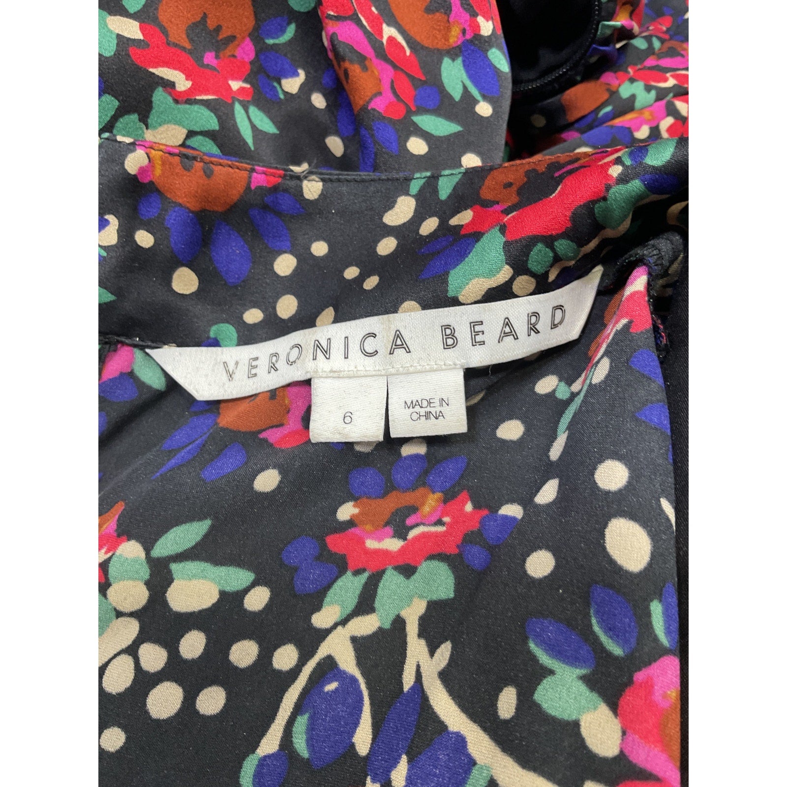Veronica Beard 'Louella' Black Silk Floral Mini Dress Size 6