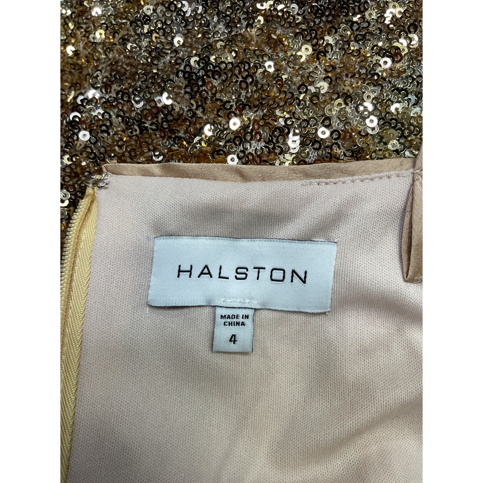 Halston 'Alesandra' Gold Polyester Dress Size 4