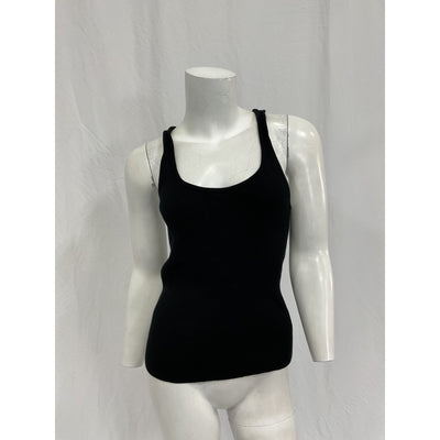 Nili Lotan 'Caden' Black Cotton Ribbed Organic Cotton-Jersey Tank Top Size S