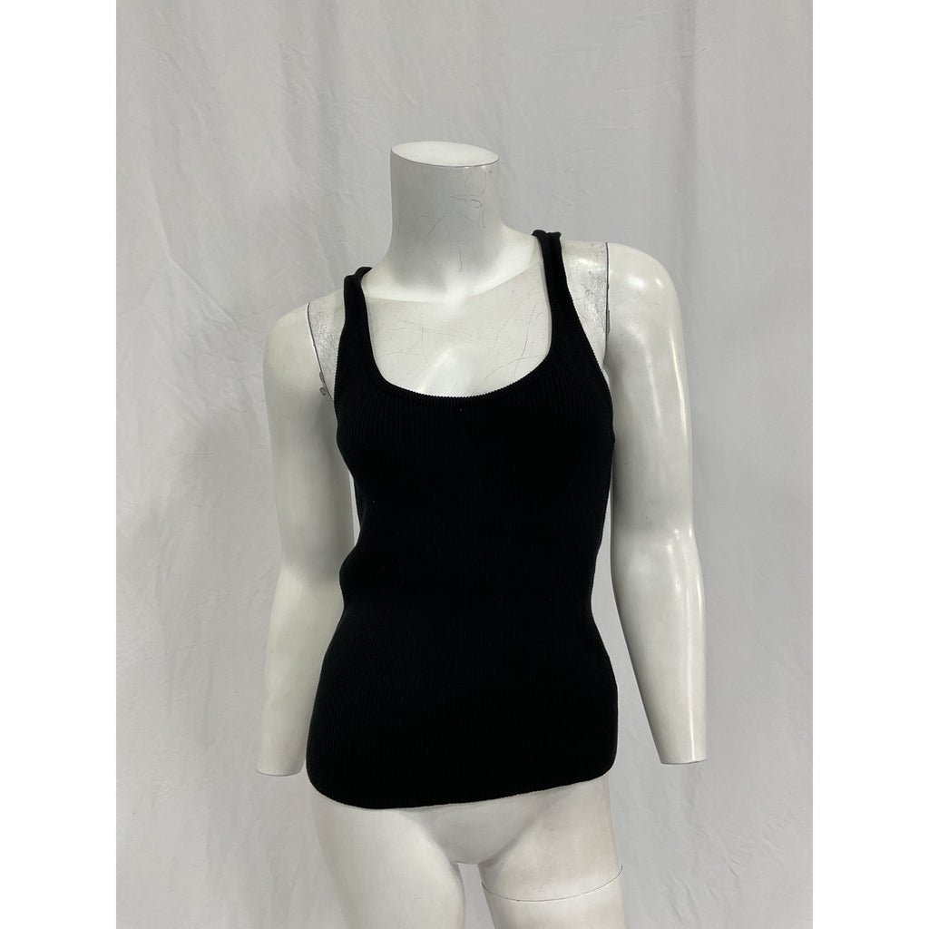 Nili Lotan 'Caden' Black Cotton Ribbed Organic Cotton-Jersey Tank Top Size S