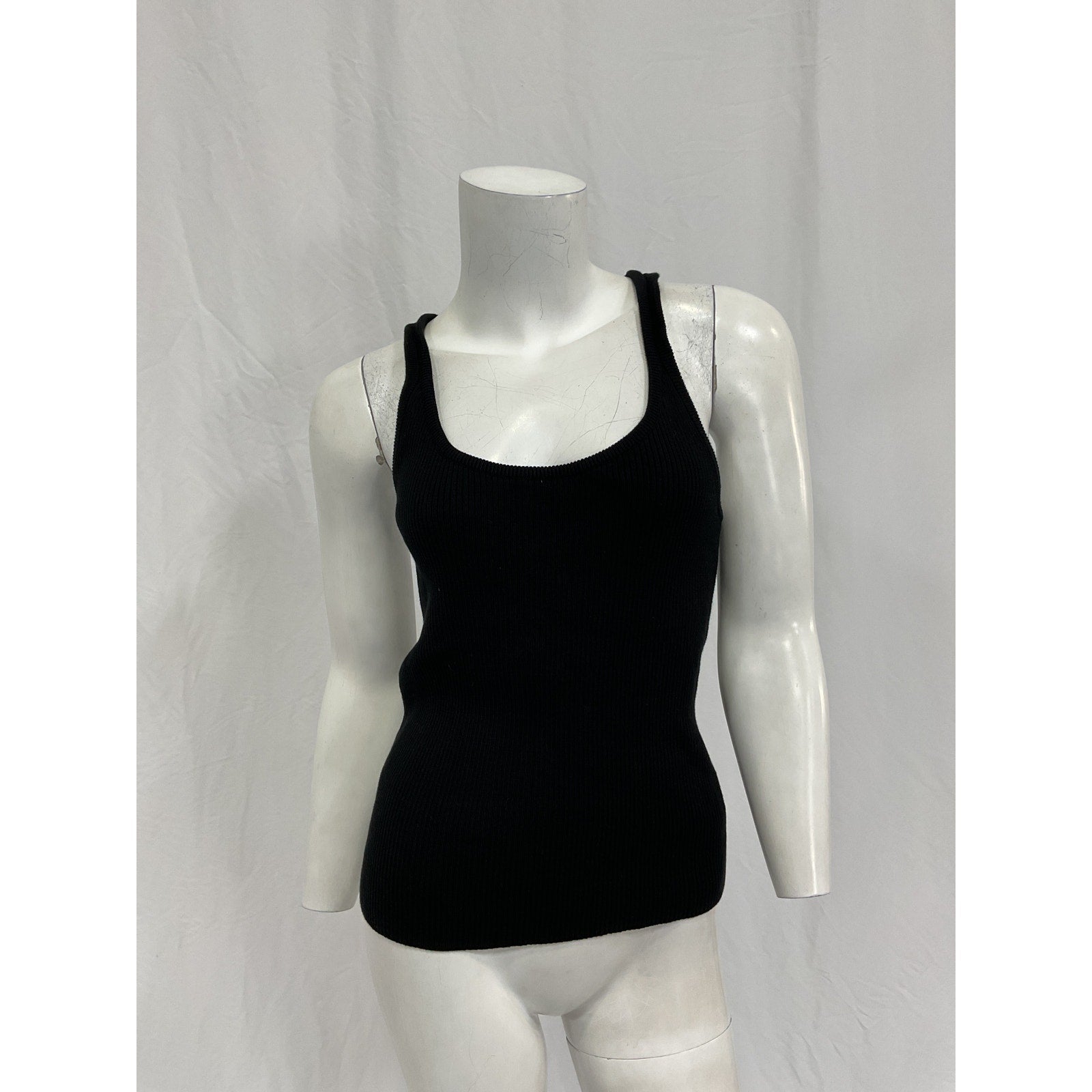 Nili Lotan 'Caden' Black Cotton Ribbed Organic Cotton-Jersey Tank Top Size S