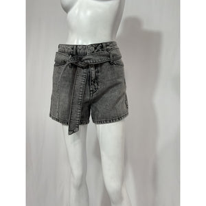 Marissa Webb 'Banks' Black Paper Bag Denim Boyfriend Short Size 25