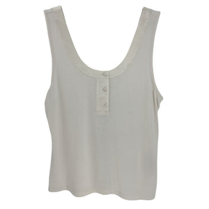 Neiman Marcus Satin Trimmed Beige Henley Tank Top Size L