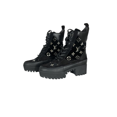 Louis Vuitton 'Laureate' Black Leather Platform Desert Boot Size 6.5