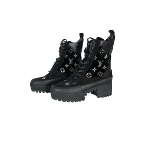 Louis Vuitton 'Laureate' Black Leather Platform Desert Boot Size 6.5
