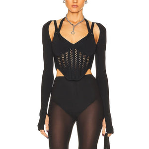 Dion Lee 'Column' Black Halterneck Corset Top Size 6