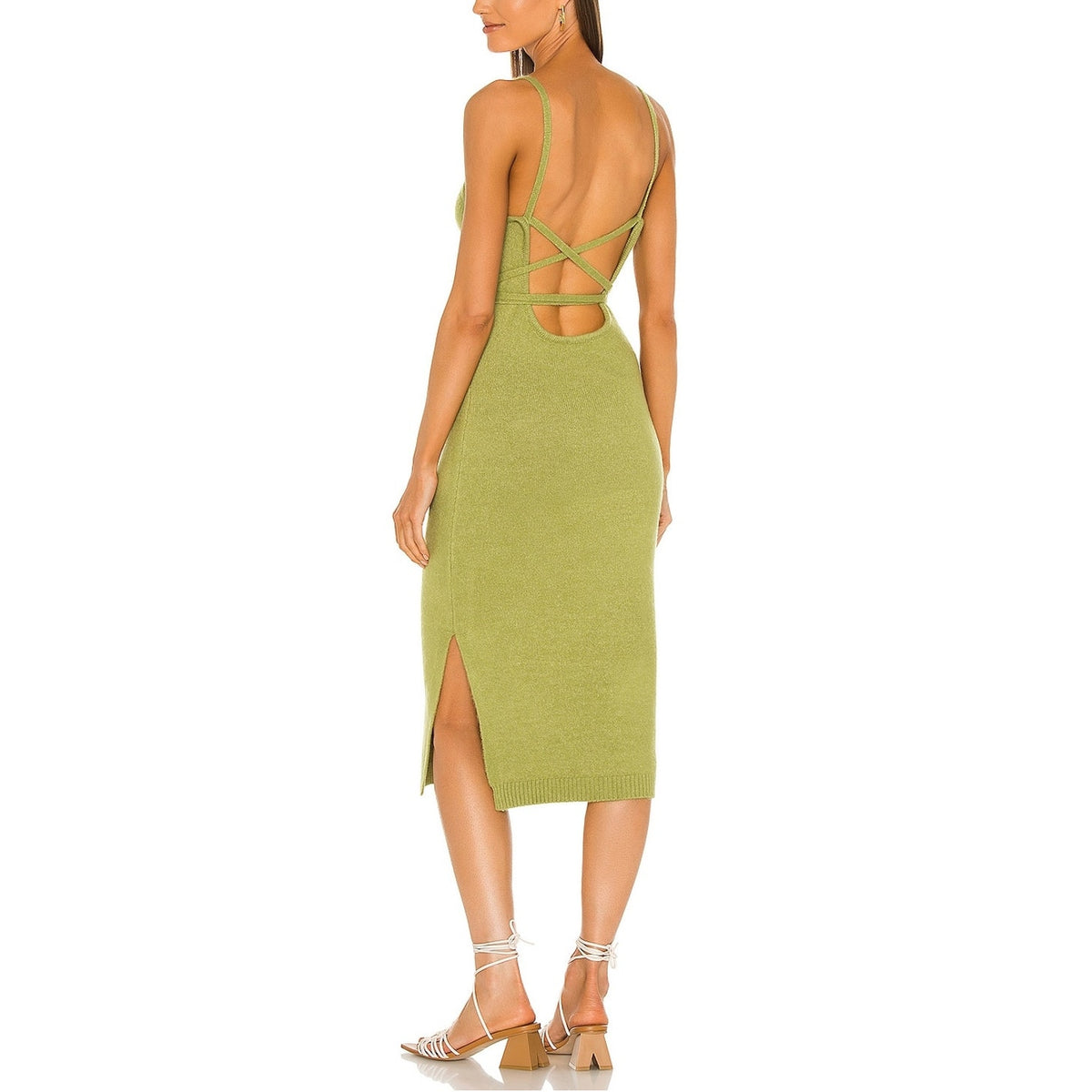 Line & Dot Wrap Green Megan Dress Size S