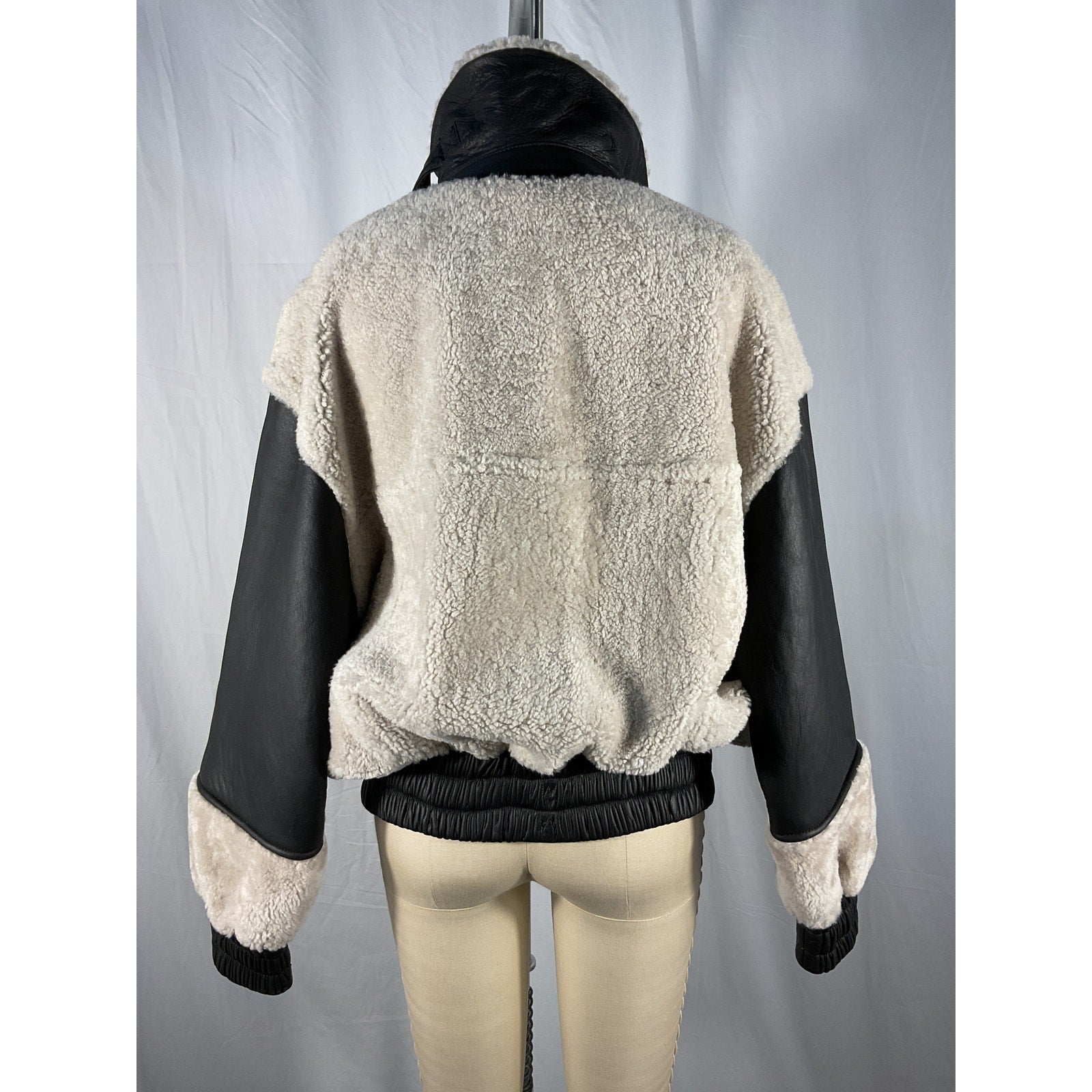 Iro 'Hotaro' Black Leather Shearling Jacket Size 38