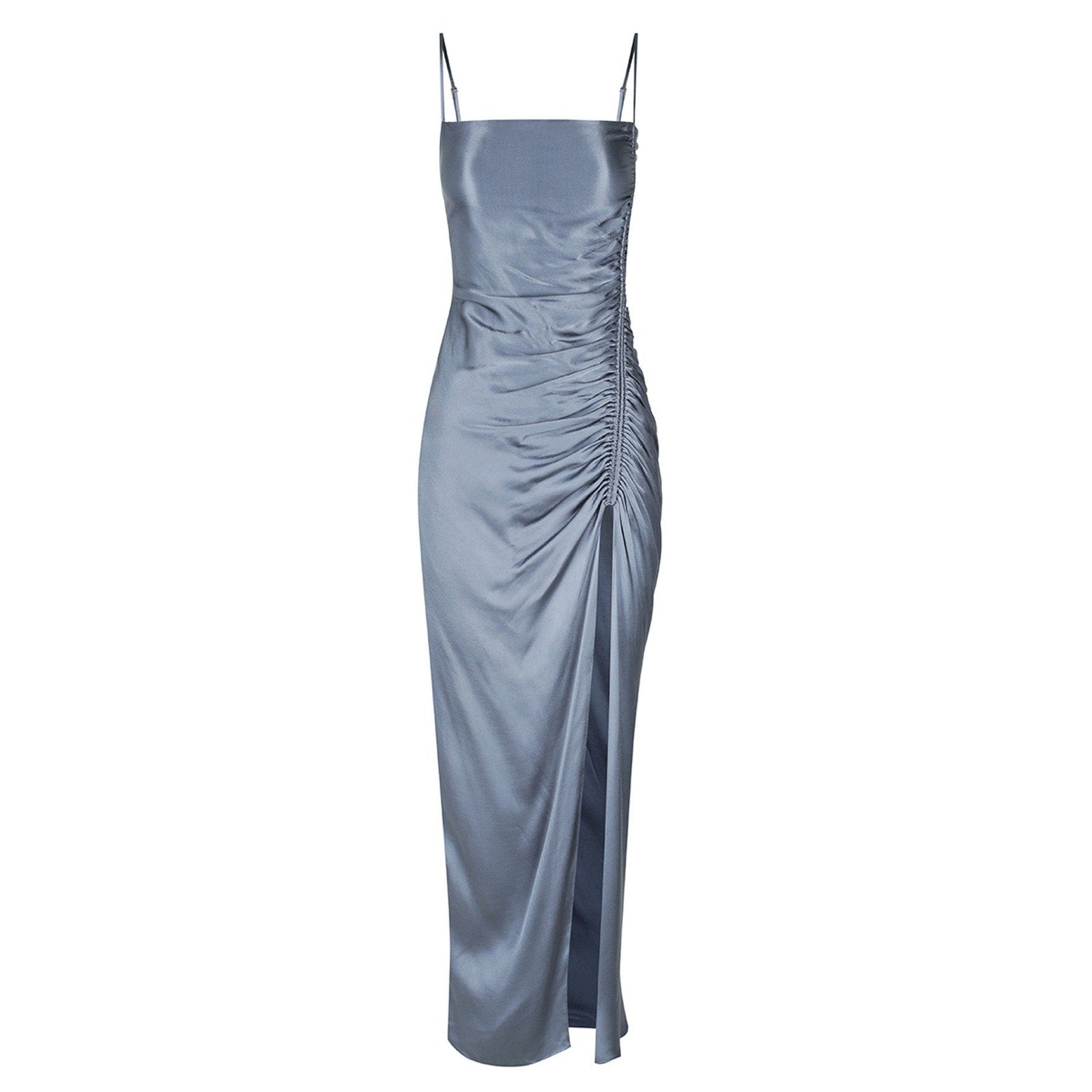 Shona Joy 'Lily Bias' Blue Satin Ruched Midi Dress Size 6 - NWT