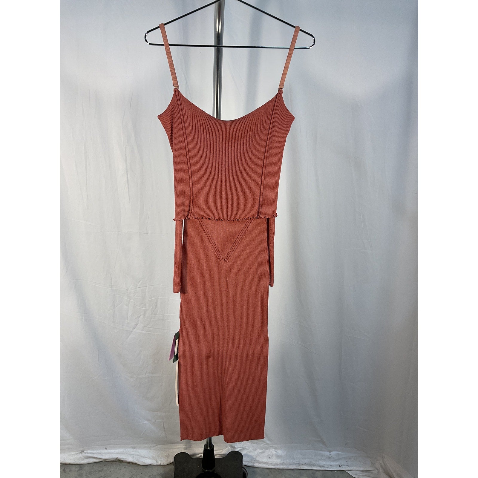 Anna October 'Vika' Brown Viscose Off-The-Shoulder Knit Midi Dress Size M - NWT