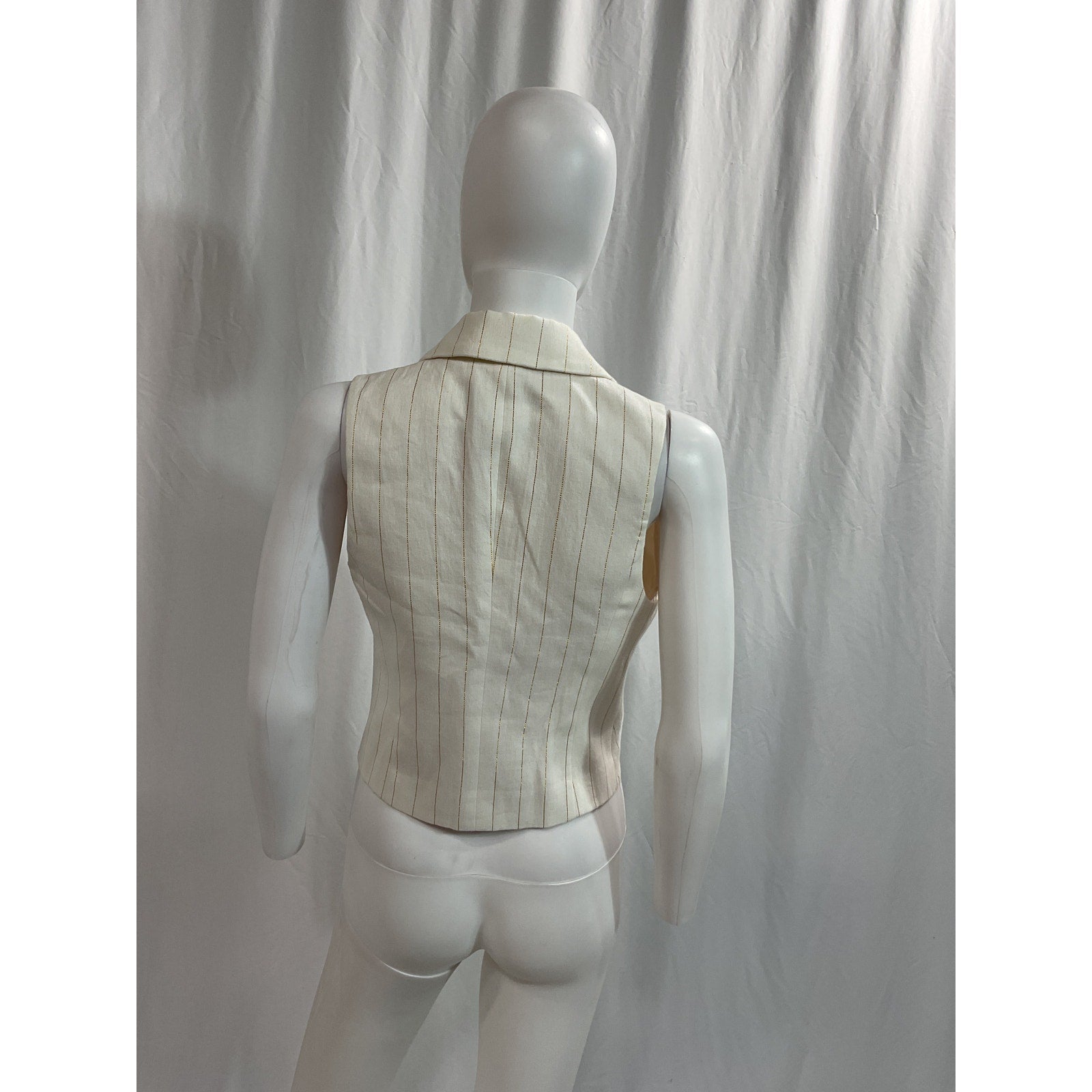 L'Agence 'Fable' White Pinstripe V Neck Double-Breasted Linen Blend Vest Size 2