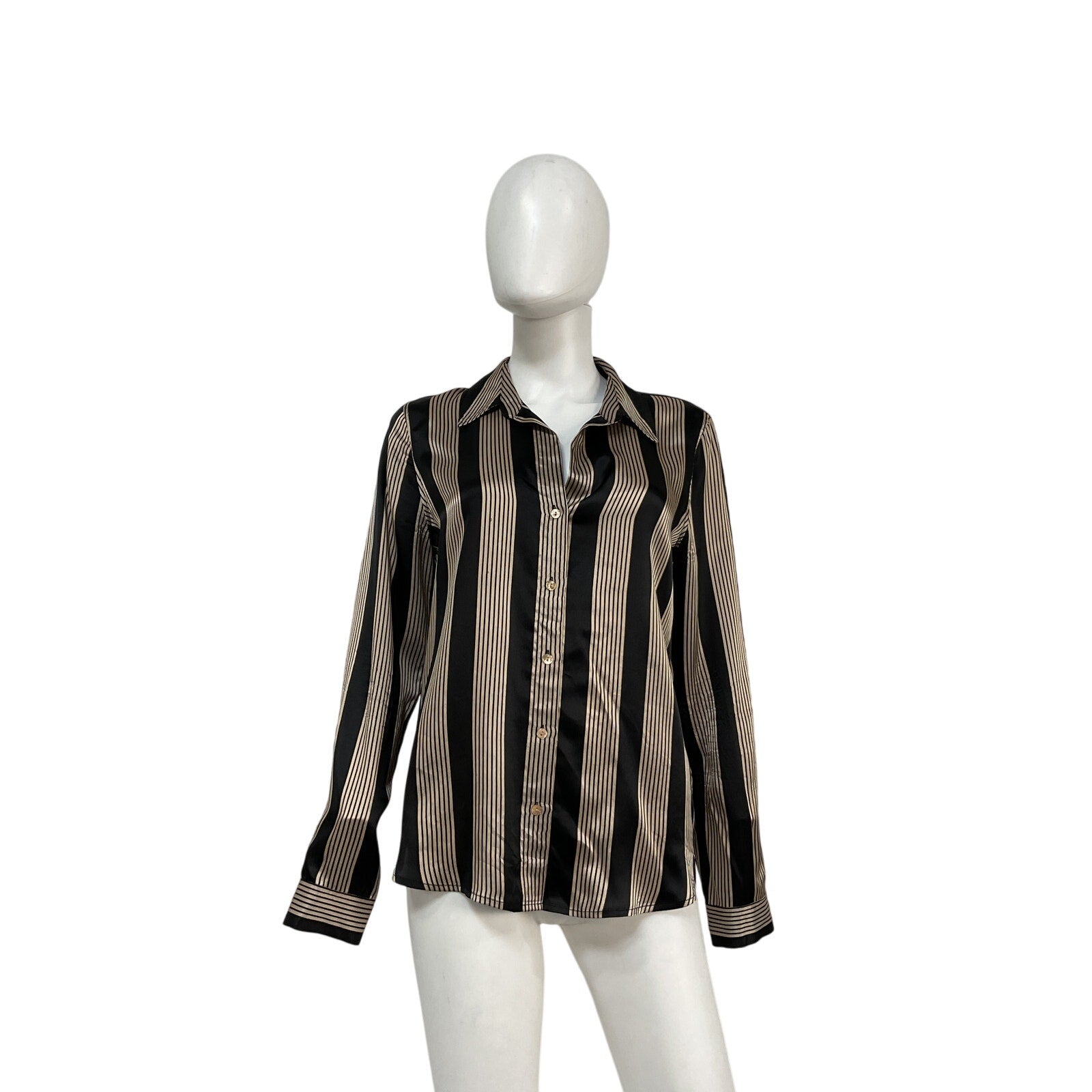 L'Agence 'Tyler' Black Silk Long Sleeve Silk Button-Up Shirt Size M