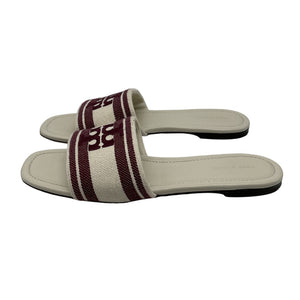 Tory Burch Chic White Double T Jacquard Slides Size 8.5