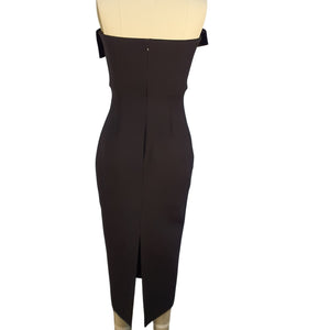 Roland Mouret Elegant Black Strapless Crepe Midi Dress Size 8 UK / 4 US