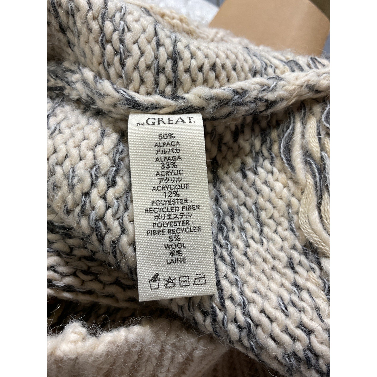 The Great 'The Geo' Tan Check Alpaca-Blend Sweater Size 2