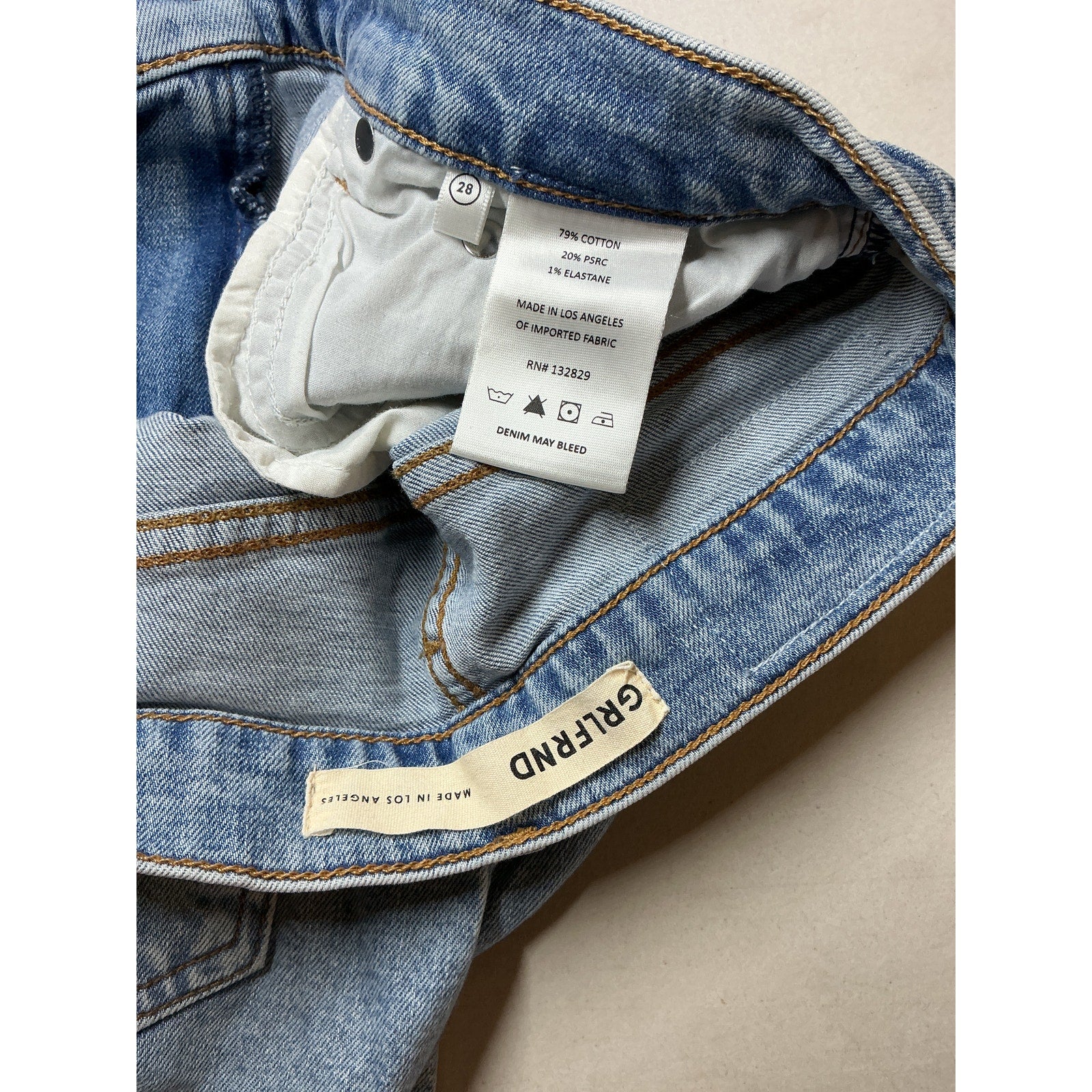 Grlfrnd 'Kendall' Blue Cotton High Rise Stretch Skinny Jean Size 28