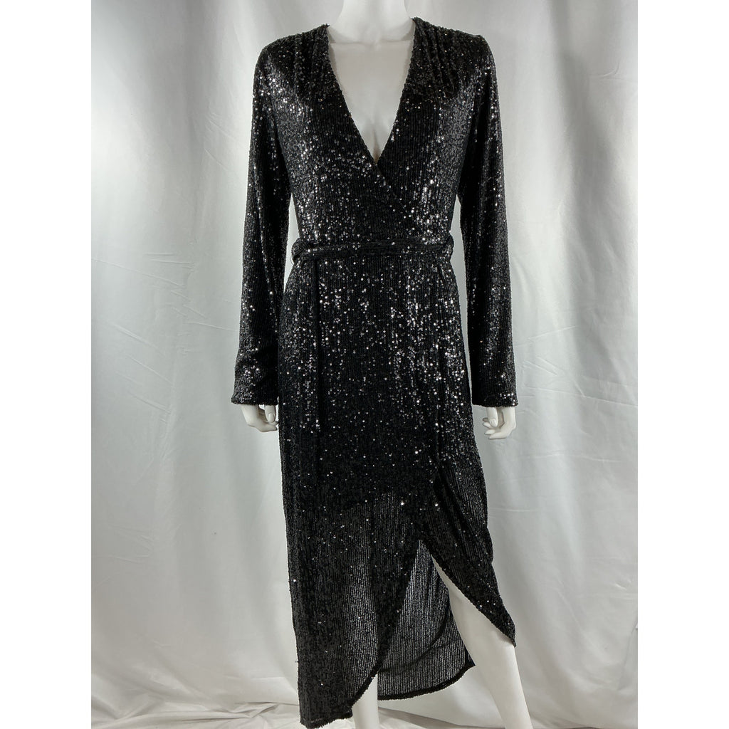 Halston 'Falan' Black Polyester Sequined Cocktail Dress Size 6