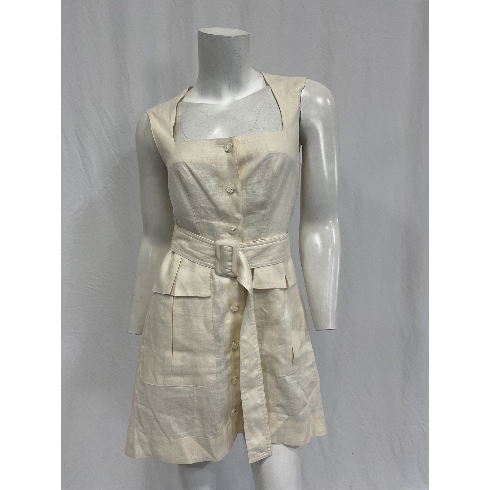 Matthew Bruch 'Apron' Cream Cargo Mini Dress Size XS