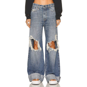 R13 Distressed Blue Lisa Baggy Denim Jeans Size 25