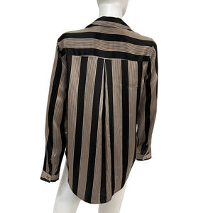 L'agence Striped Black Tyler Button Up Shirt Size M