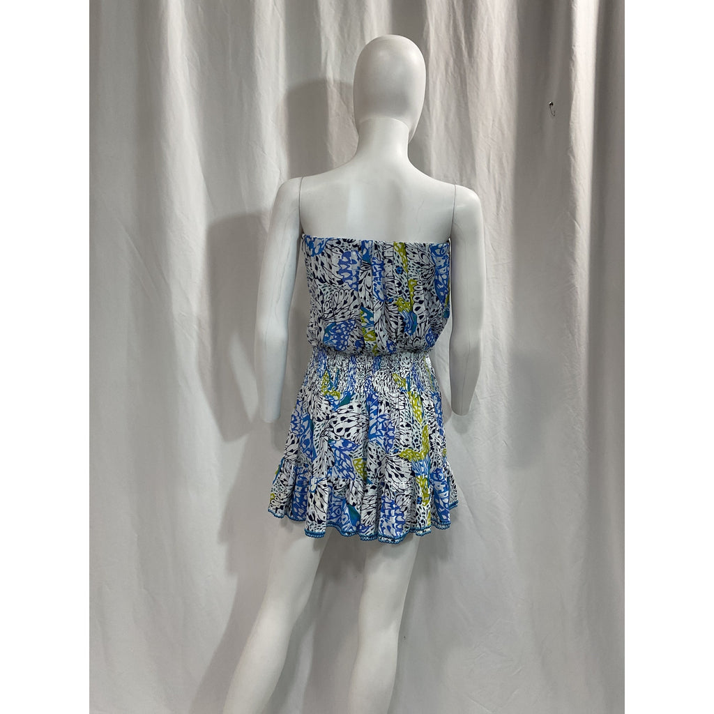 Poupette St Barth 'Ambra' Blue Bandeau Mini Dress Size XS