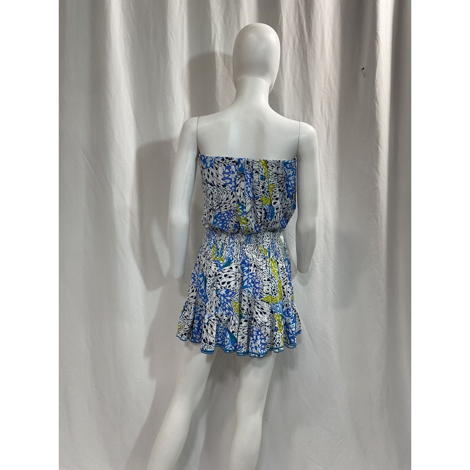 Poupette St Barth 'Ambra' Blue Bandeau Mini Dress Size XS