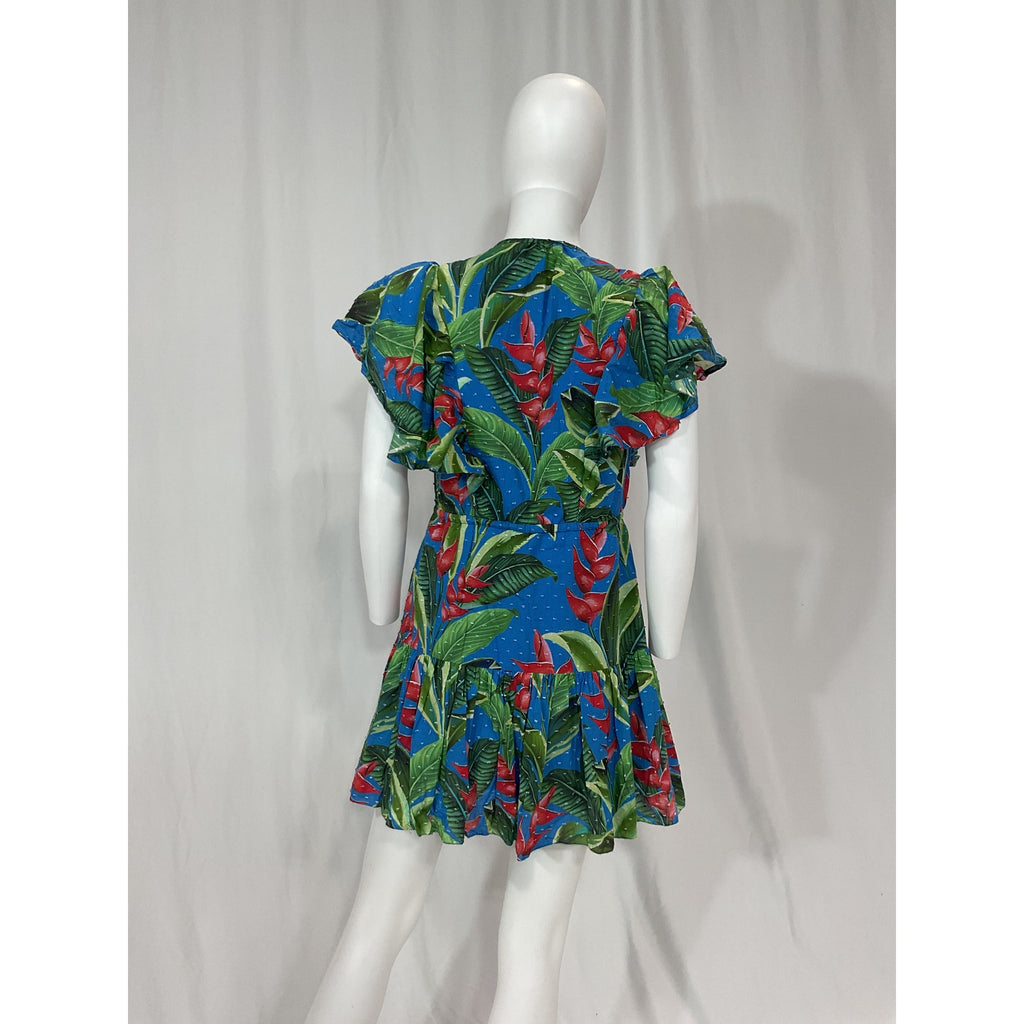 Farm Rio 'Dream Garden' Blue Mini A Line Dress Size XS