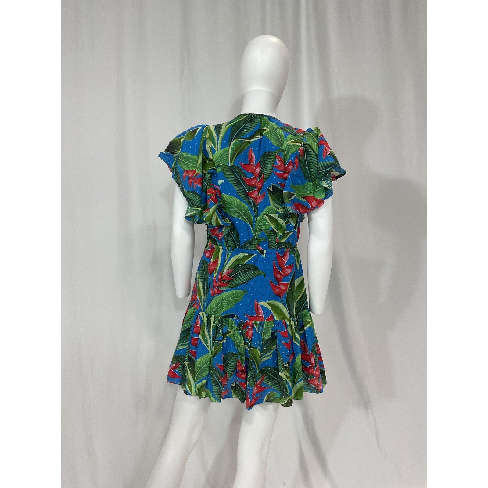 Farm Rio 'Dream Garden' Blue Mini A Line Dress Size XS