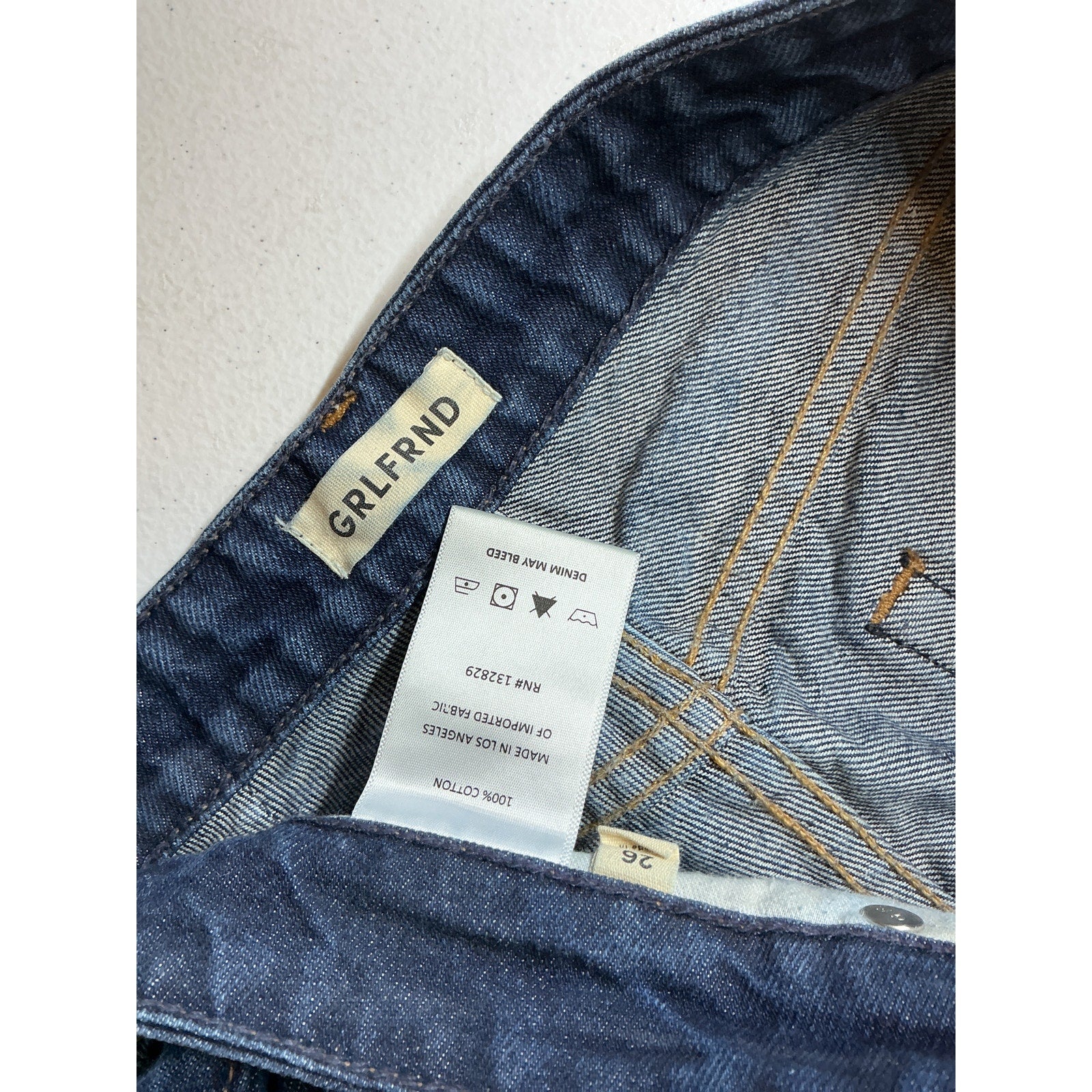 Grlfrnd 'Hailey' Blue Cotton Low Rise Slim Boot With Slit Hem Denim Jean Size 26