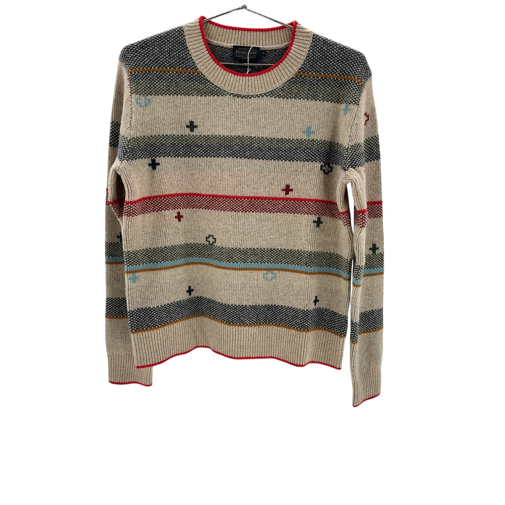 Pendleton 'Graphic' Beige Merino Wool Sweater Size S