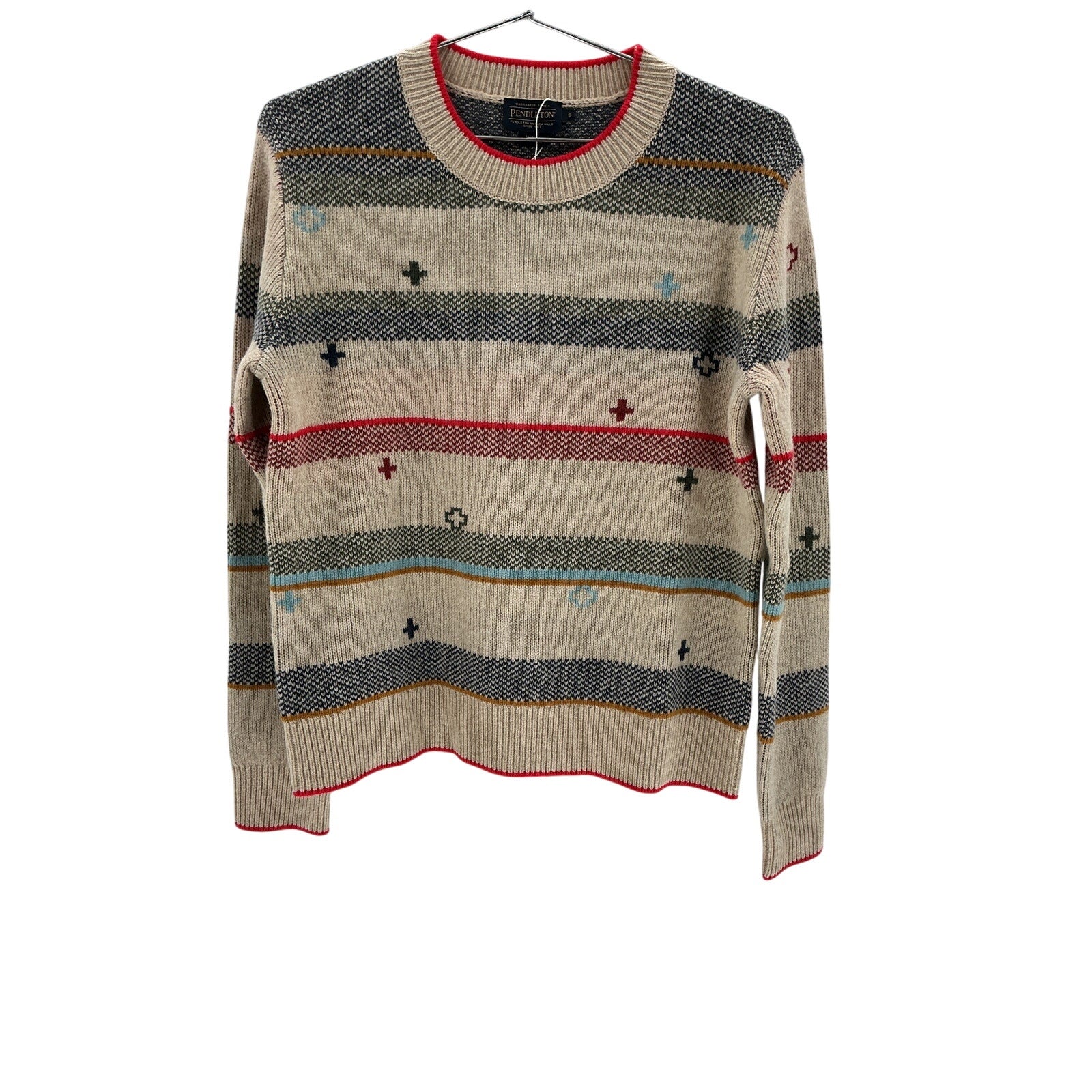Pendleton 'Graphic' Beige Merino Wool Sweater Size S