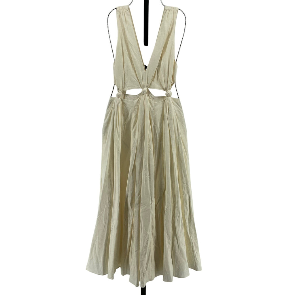 Farm Rio Cut Out White Linen Midi Dress Size XS