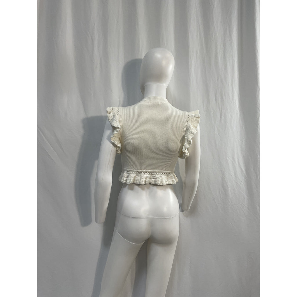 Tularosa 'Zanea' White Cotton Ruffle Top Size XS